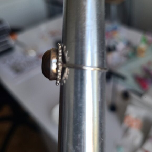 Vintage Boho Sterling Silver Brown Tiger's Eye Gemstone Cabochon Ring 6.5 - Picture 11 of 12